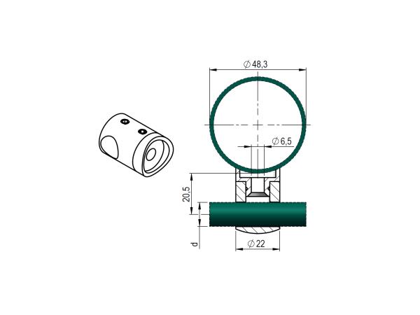 Querstabhalter Ø12,0 mm/Ø48,3 mm DURCHGEHEND Traversenhalter Reling Geländer Relinggeländer V2A Edelstahl